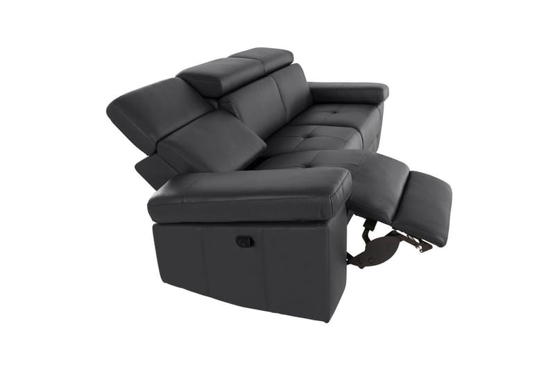 Sofa 3-seter Rayland Svart, PU, Manuell hvilestol - Svart, PU, Manuell hvilestol - Møbler - Sofaer - Reclinersofaer