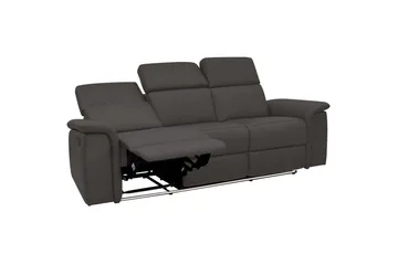 Sofa 3-seter Pareli Brun, PU, Manuell hvilestol - Brun, PU, Manuell hvilestol - Møbler - Sofaer - Sofa 3 seter