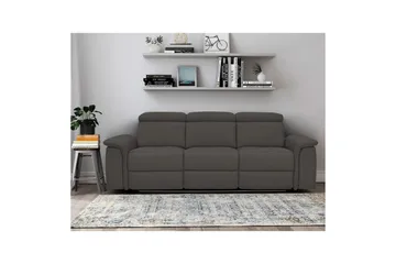 Sofa 3-seter Pareli Brun, PU, Manuell hvilestol - Brun, PU, Manuell hvilestol - Møbler - Sofaer - Sofa 3 seter