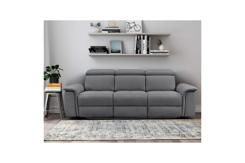Sofa 3-seter Pareli Grå, Sunday Stoff, Elektrisk recliner - Grå, Sunday Stoff, Elektrisk recliner - Møbler - Sofaer - Sofa 3 seter