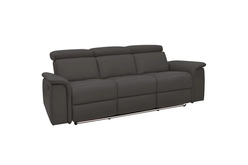 Sofa 3-seter Pareli Brun, PU, Manuell hvilestol, Brun, PU, Manuell hvilestol