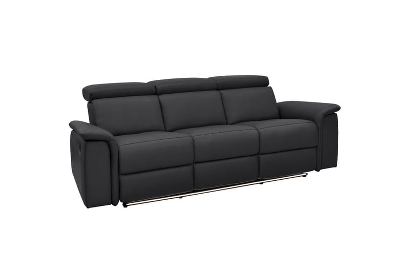 Sofa 3-seter Pareli Svart, Lær/PU, Manuell hvilestol - Svart, Lær/PU, Manuell hvilestol - Møbler - Sofaer - Reclinersofaer