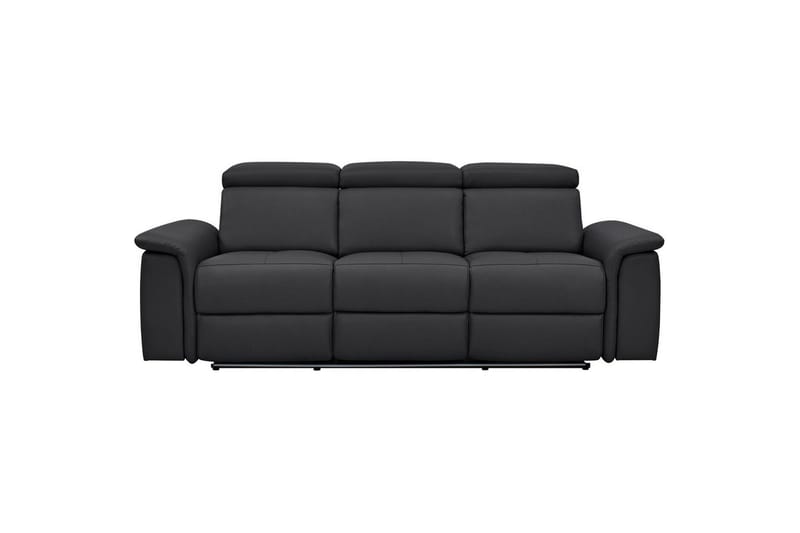 Sofa 3-seter Pareli Svart, Lær/PU, Manuell hvilestol - Svart, Lær/PU, Manuell hvilestol - Møbler - Sofaer - Reclinersofaer