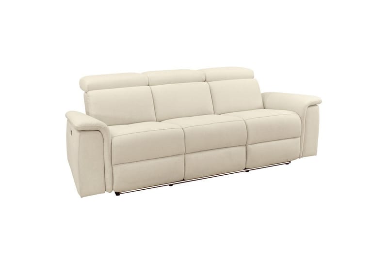 Sofa 3-seter Pareli Hvit, Sunday Stoff, Elektrisk recliner - Hvit, Sunday Stoff, Elektrisk recliner - Møbler - Sofaer - Reclinersofaer