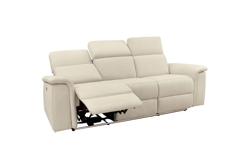 Sofa 3-seter Pareli Hvit, Sunday Stoff, Elektrisk recliner - Hvit, Sunday Stoff, Elektrisk recliner - Møbler - Sofaer - Reclinersofaer