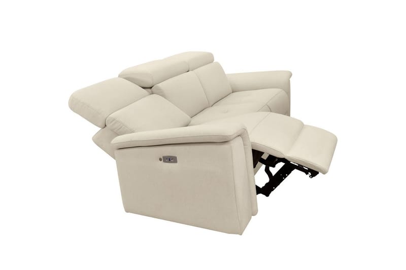 Sofa 3-seter Pareli Hvit, Sunday Stoff, Elektrisk recliner - Hvit, Sunday Stoff, Elektrisk recliner - Møbler - Sofaer - Reclinersofaer