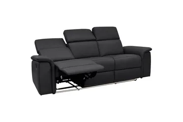 Sofa 3-seter Pareli Svart, Lær/PU, Manuell hvilestol - Svart, Lær/PU, Manuell hvilestol - Møbler - Sofaer - Sofa 3 seter