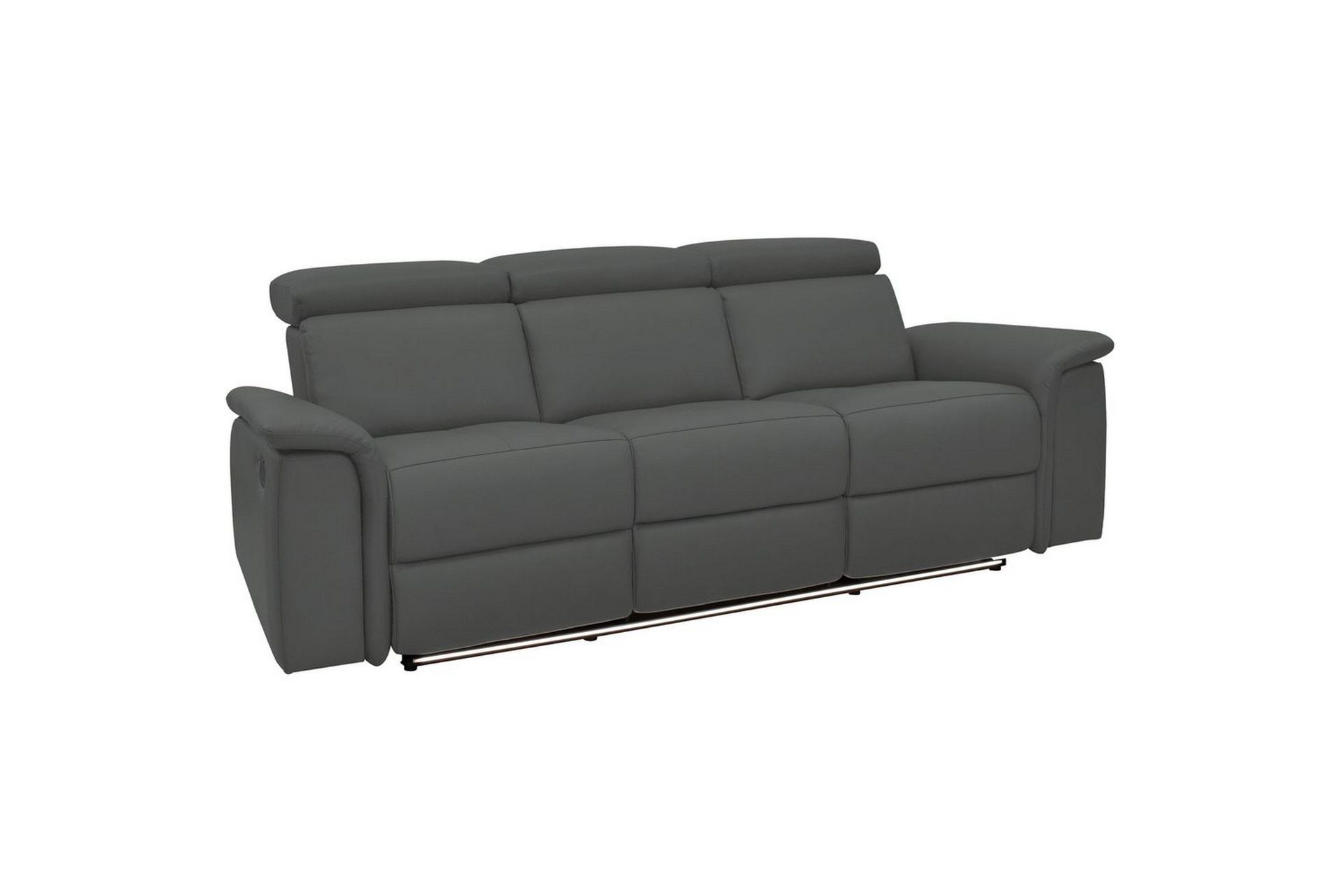 Sofa 3-seter Pareli Grå, PU, Elektrisk recliner - Grå, PU, Elektrisk recliner