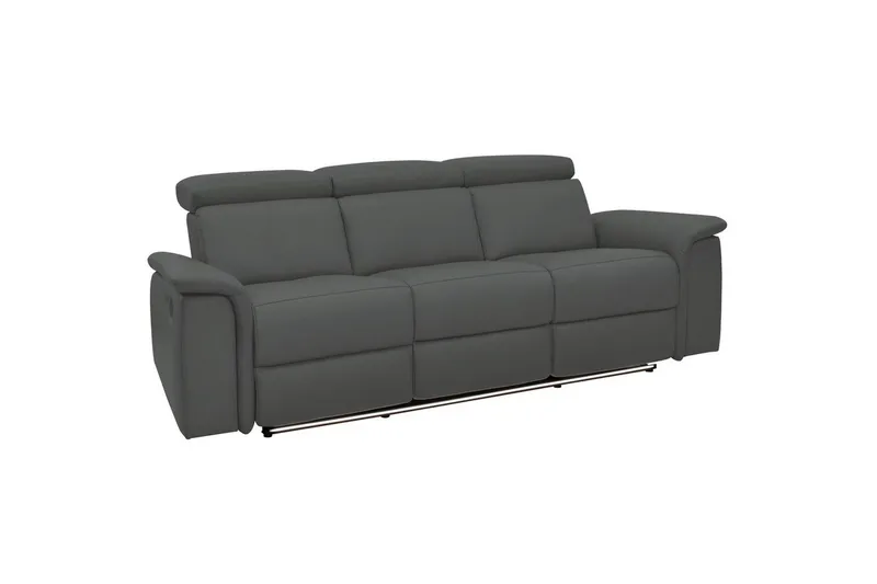 Sofa 3-seter Pareli Grå, PU, Elektrisk recliner, Grå, PU, Elektrisk recliner