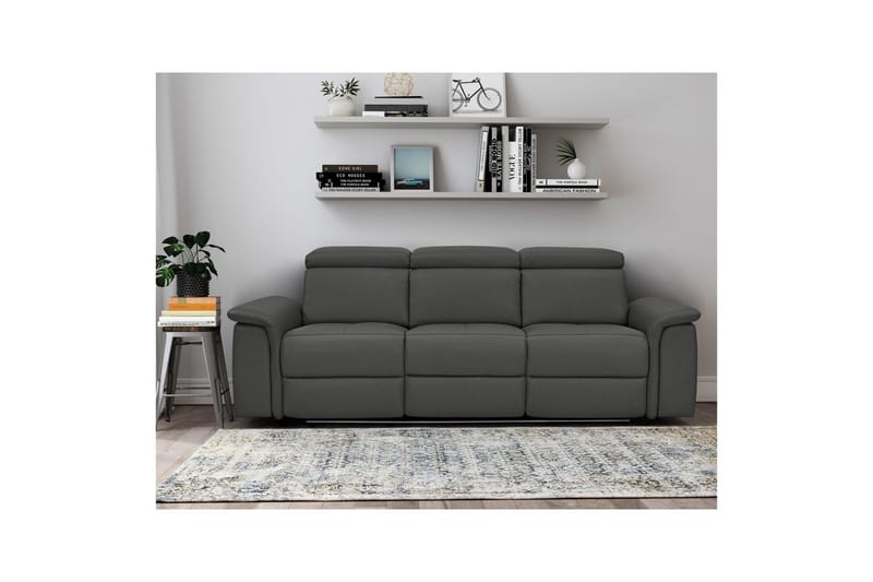 Sofa 3-seter Pareli Svart, PU, Elektrisk recliner - Svart, PU, Elektrisk recliner - Møbler - Sofaer - Sofa 3 seter