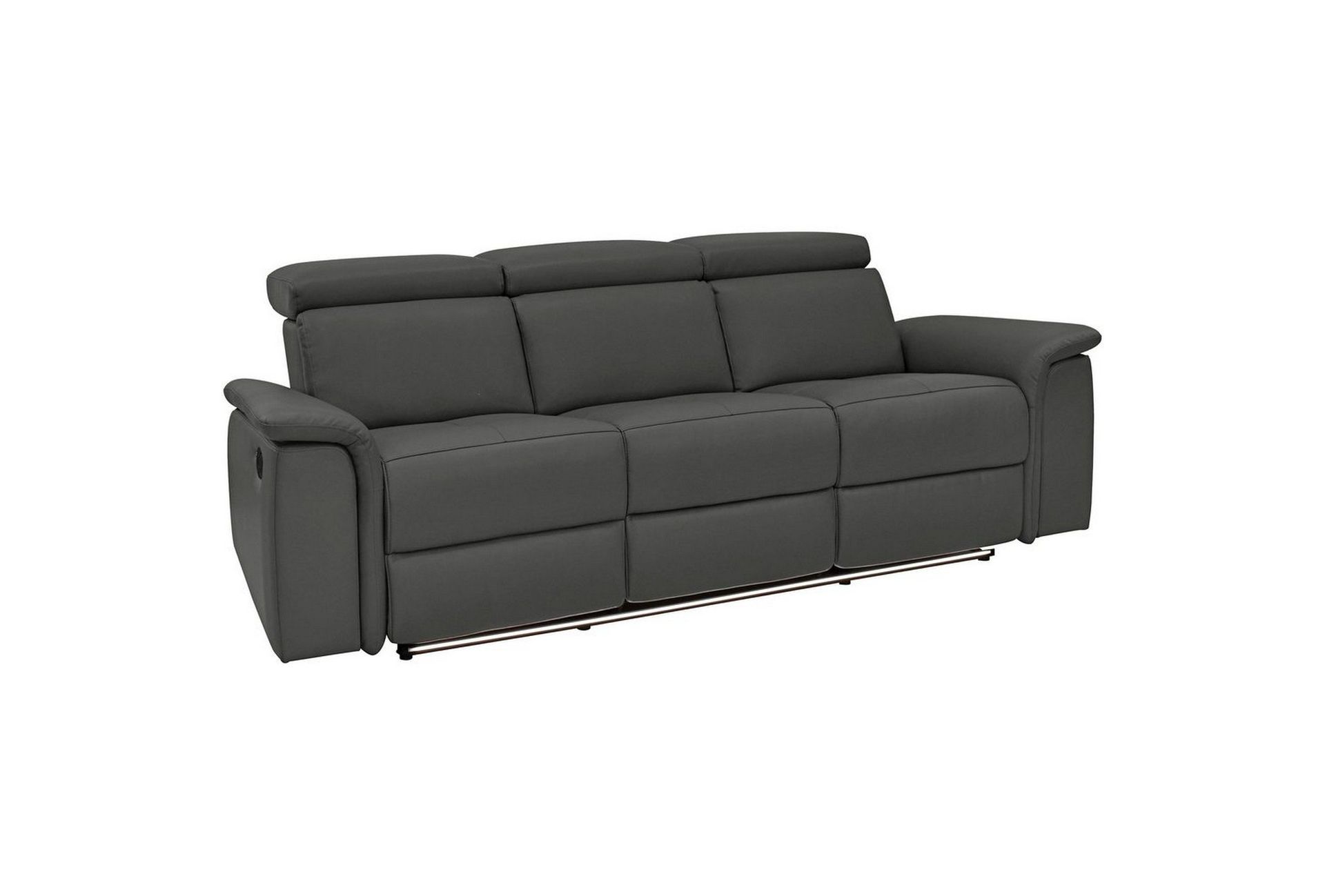 Sofa 3-seter Pareli Svart, PU, Manuell hvilestol - Svart, PU, Manuell hvilestol