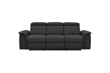 Sofa 3-seter Pareli Svart, Lær/PU, Manuell hvilestol - Svart, Lær/PU, Manuell hvilestol - Møbler - Sofaer - Sofa 3 seter