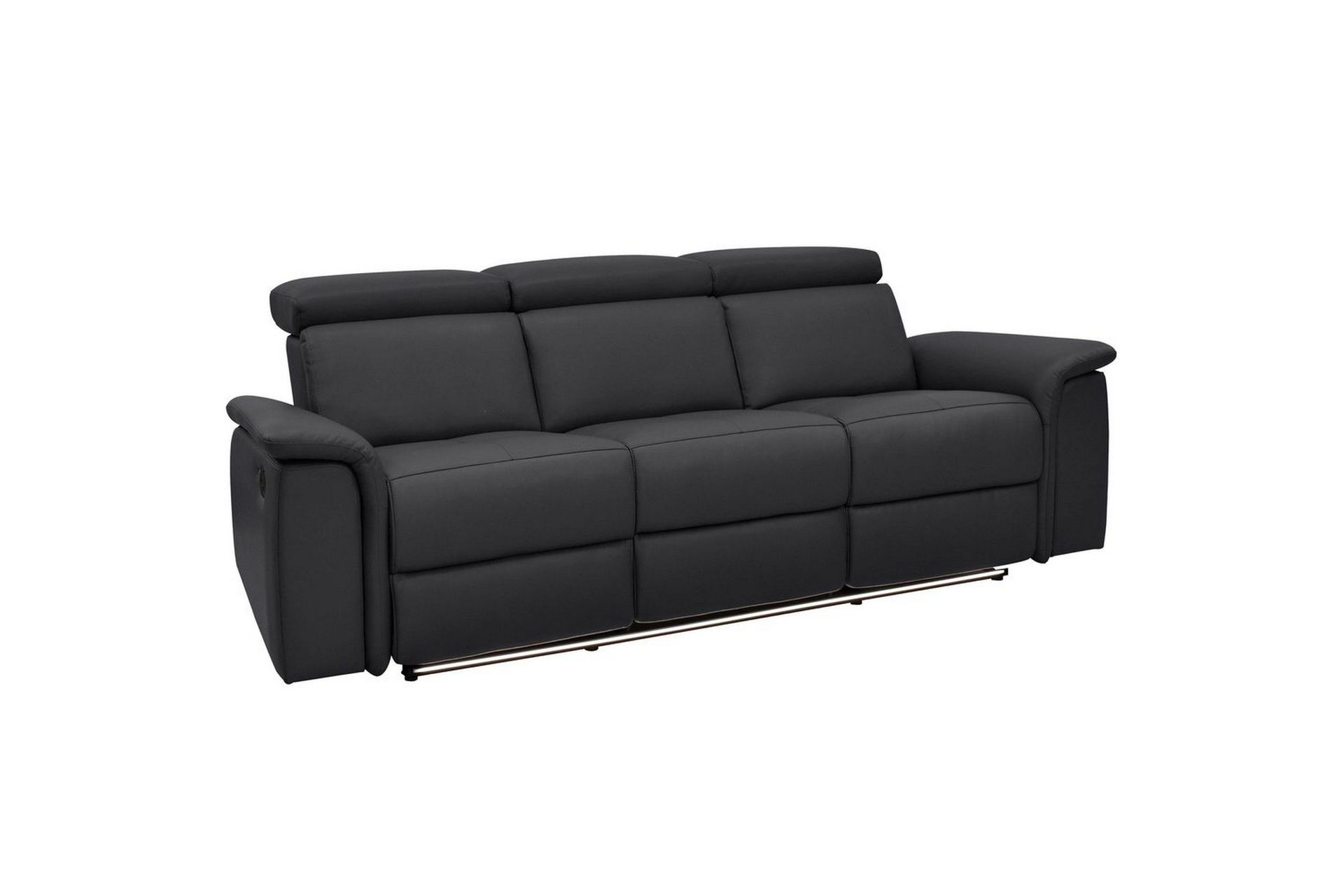 Sofa 3-seter Pareli Svart, Lær/PU, Manuell hvilestol - Svart, Lær/PU, Manuell hvilestol