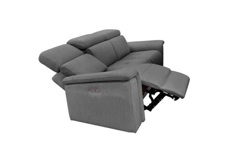 Sofa 3-seter Pareli Grå, Sunday Stoff, Elektrisk recliner - Grå, Sunday Stoff, Elektrisk recliner - Møbler - Sofaer - Sofa 3 seter