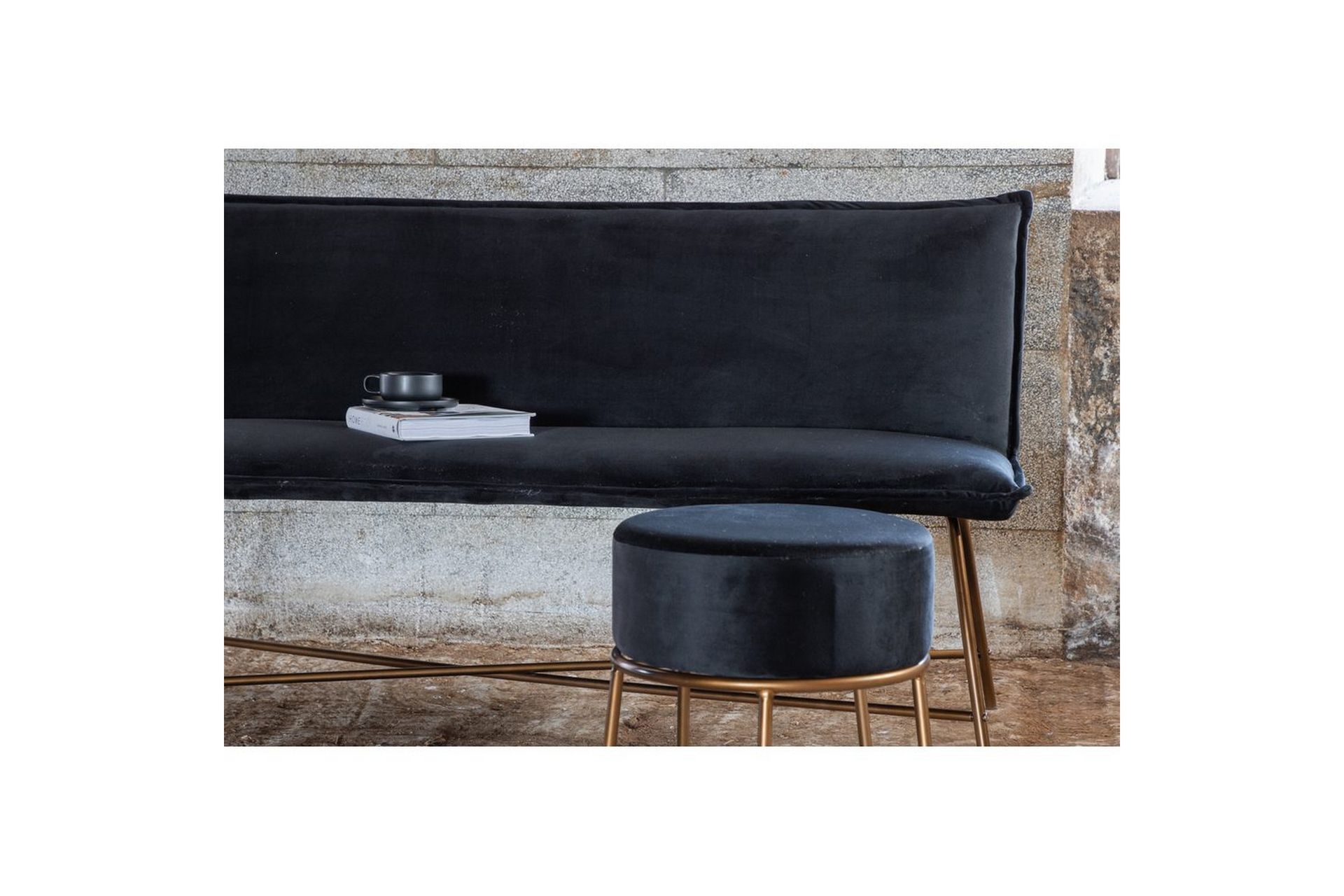 Sofa 3-seters Petra Kobber / Svart Fløyel - Møbler - Sofaer - Sofa 3 seter