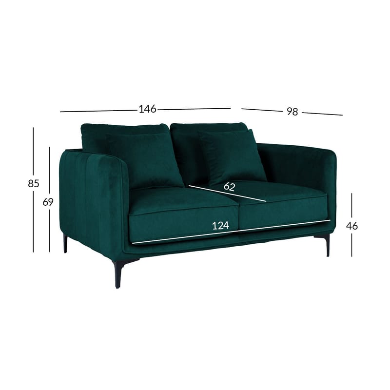 Sofa HOME4YOU Bianka 2-seter Grønn - grønn - Møbler - Sofaer - Fløyel sofaer