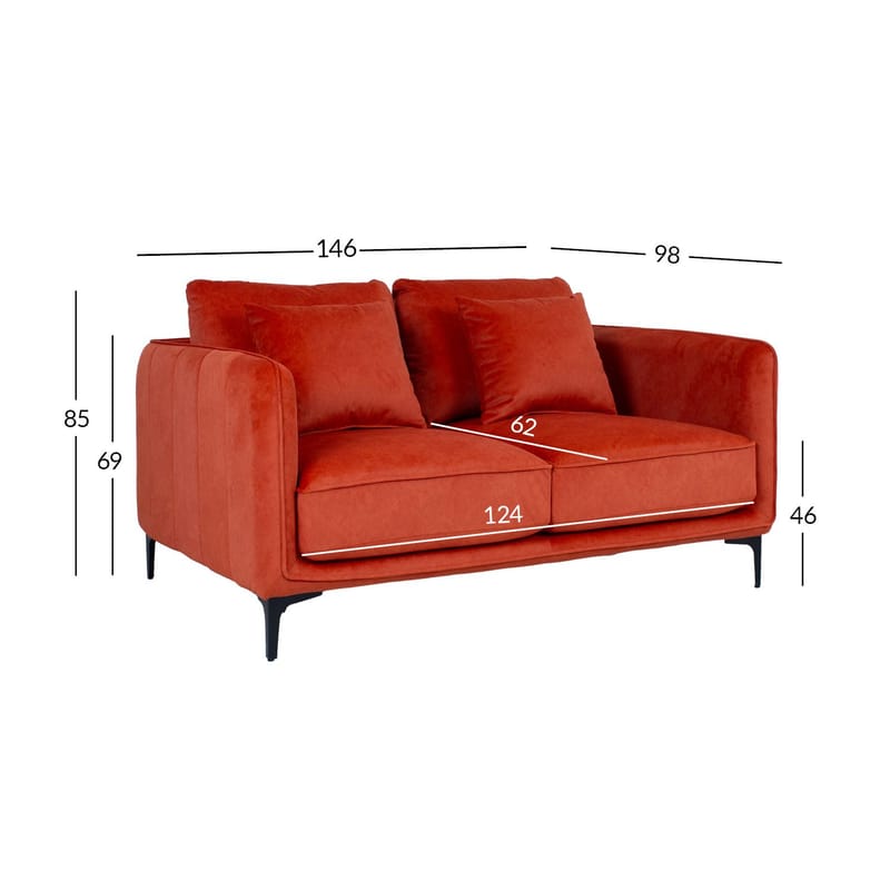 Sofa HOME4YOU Bianka 2-seter Oransje - oransje - Møbler - Sofaer - Fløyel sofaer
