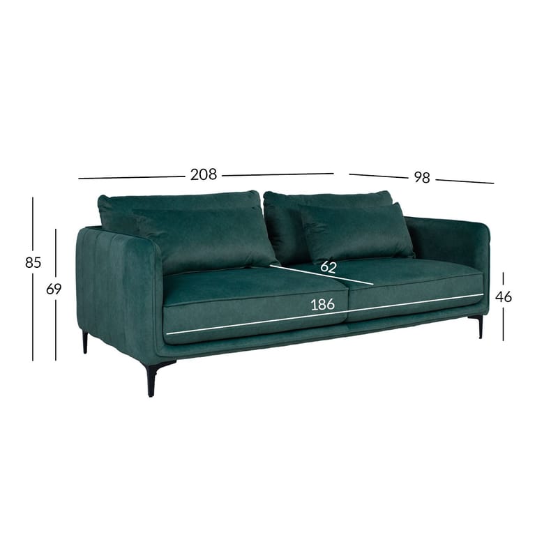 Sofa HOME4YOU Bianka 3-seter Grønn - grønn - Møbler - Sofaer - Fløyel sofaer