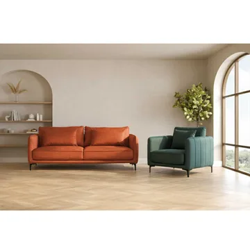 Sofa HOME4YOU Bianka 3-seter Oransje - oransje - Møbler - Sofaer - Fløyel sofaer