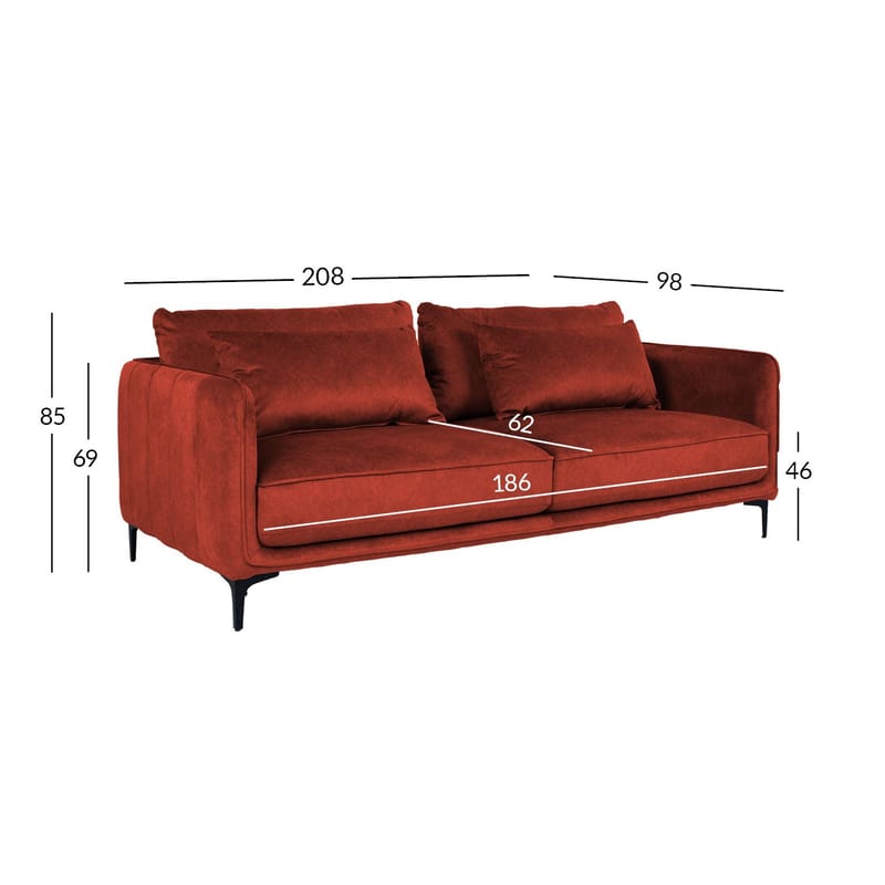 Sofa HOME4YOU Bianka 3-seter Oransje - oransje - Møbler - Sofaer - Fløyel sofaer