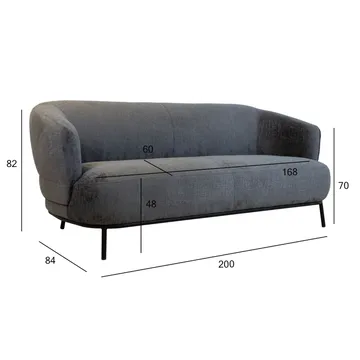 Sofa HOME4YOU Gemala 2,5-seter Mørk grå - mørk grå - Møbler - Sofaer - Fløyel sofaer