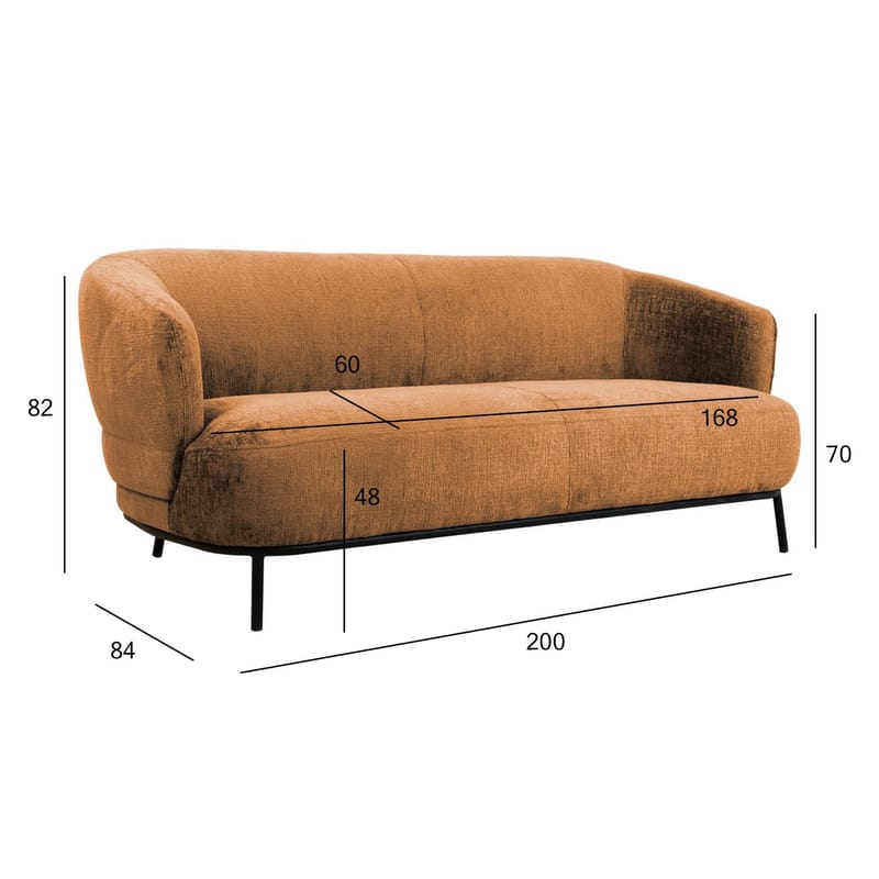 Sofa HOME4YOU Gemala 2,5-seter Oransje - oransje - Møbler - Sofaer - Fløyel sofaer