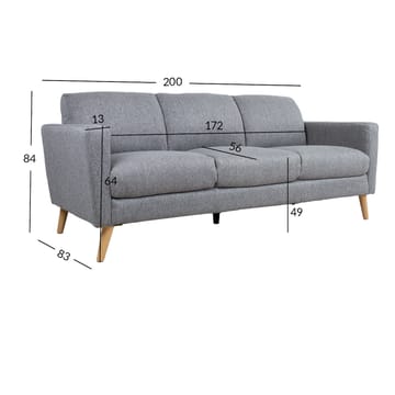 Sofa HOME4YOU Kaili 3-seter Grå - grå - Møbler - Sofaer - Sofa 3 seter