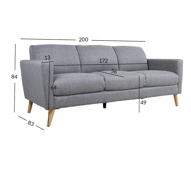 Sofa HOME4YOU Kaili 3-seter Grå - grå - Møbler - Sofaer - Sofa 3 seter