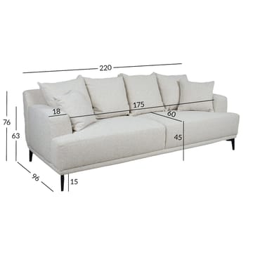 Sofa HOME4YOU Magnolia 3-seter lys beige - lys beige - Møbler - Sofaer - Sofa 3 seter