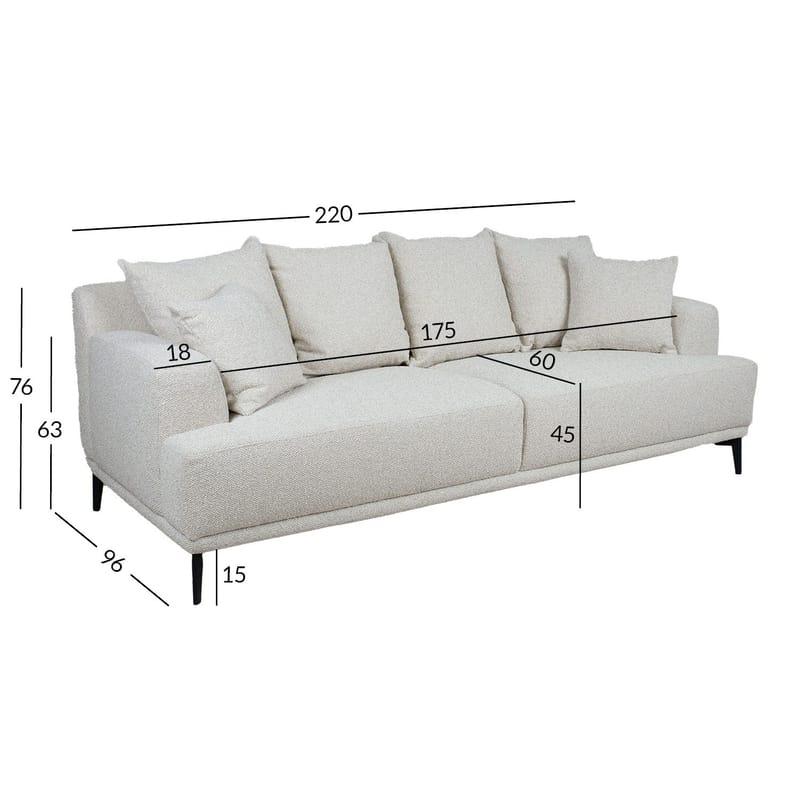 Sofa HOME4YOU Magnolia 3-seter lys beige - lys beige - Møbler - Sofaer - Sofa 3 seter