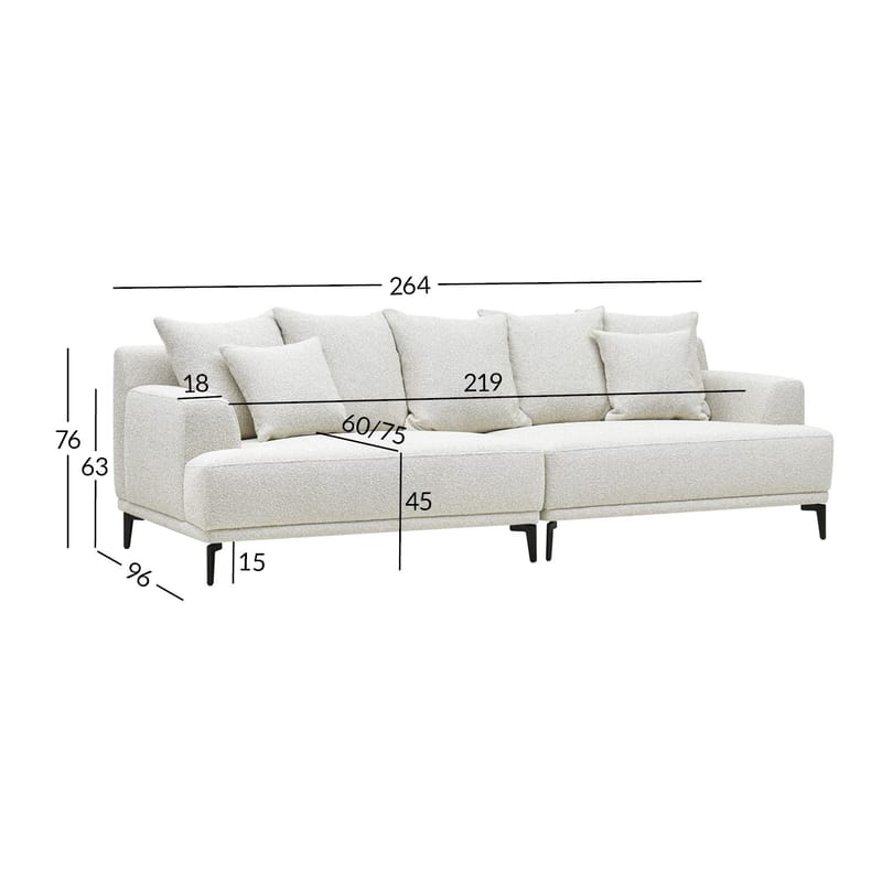 Sofa HOME4YOU Magnolia 4-seter lys beige - Lys beige - Møbler - Sofaer - 4 seter sofa