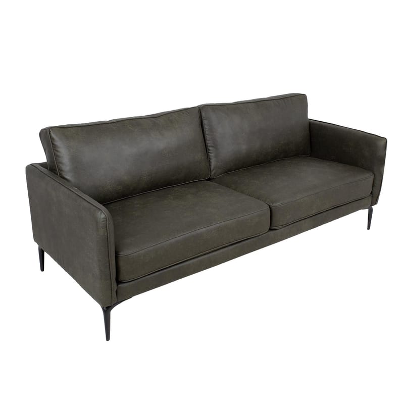 Sofa HOME4YOU Sofia 3-seter Mørk oliven - Mørk oliven - Møbler - Sofaer - Skinnsofaer