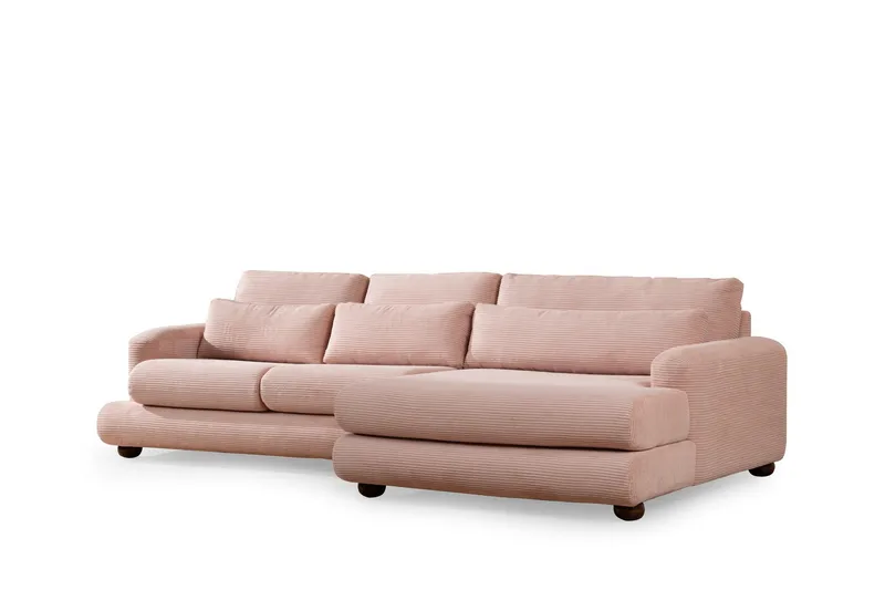 Relento Sofa med Sjeselong 3-seter, Rosa