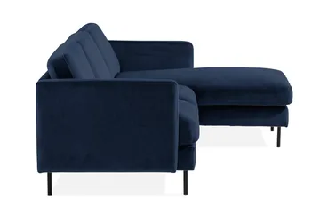 Teodin Fløyelssofa 2-seters med Divan Høyre - Blå - Møbler - Sofaer - Sofa med sjeselong - 2 seters sofa med divan