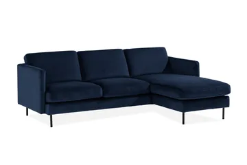 Teodin Fløyelssofa 2-seters med Divan Høyre - Blå - Møbler - Sofaer - Sofa med sjeselong - 2 seters sofa med divan