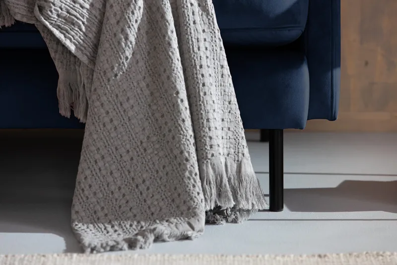 Teodin Fløyelssofa 2-seters med Divan Høyre - Blå - Møbler - Sofaer - Sofa med sjeselong - 2 seters sofa med divan