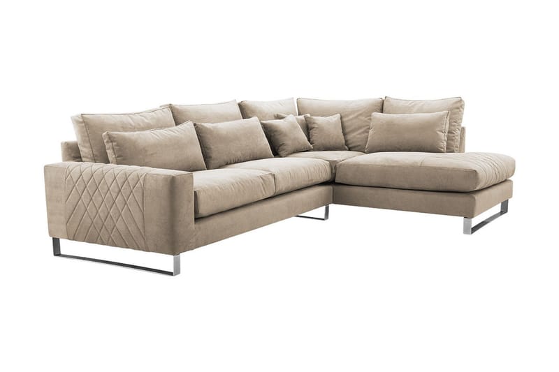 3-seters Hjørnesofa - Beige - Sofa med sjeselong - 3 seters sofa med divan