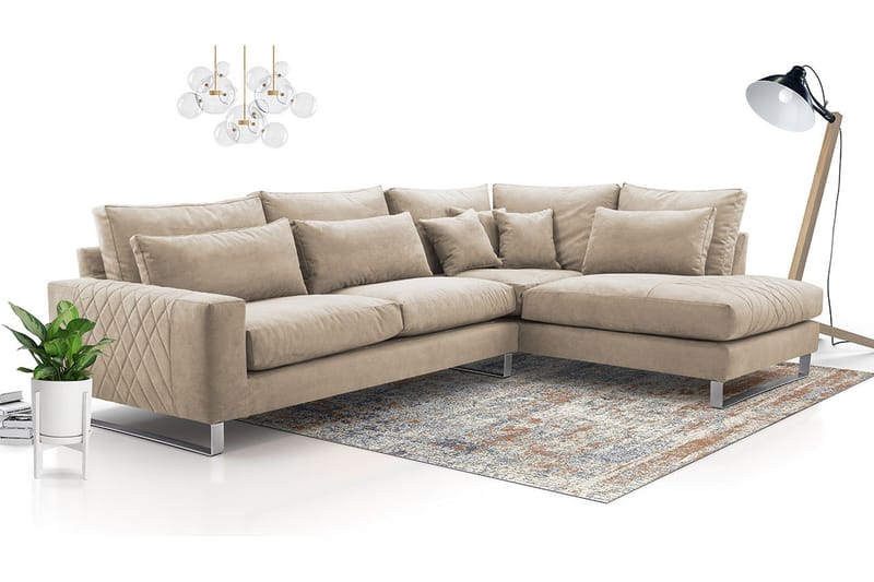 3-seters Hjørnesofa - Beige - Møbler - Sofaer - Sofa med sjeselong