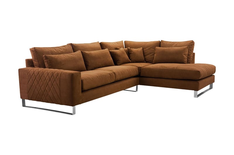 3-seters Hjørnesofa - Brun - Sofa med sjeselong - 3 seters sofa med divan