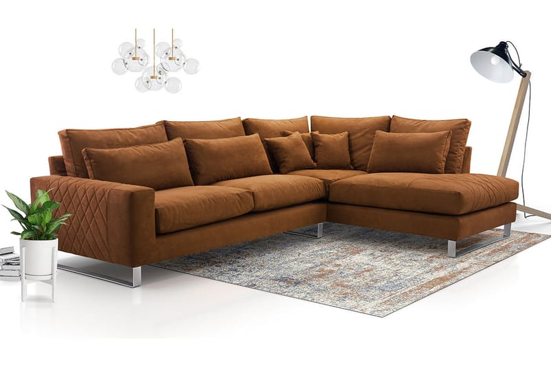 3-seters Hjørnesofa - Brun - Møbler - Sofaer - Sofa med sjeselong