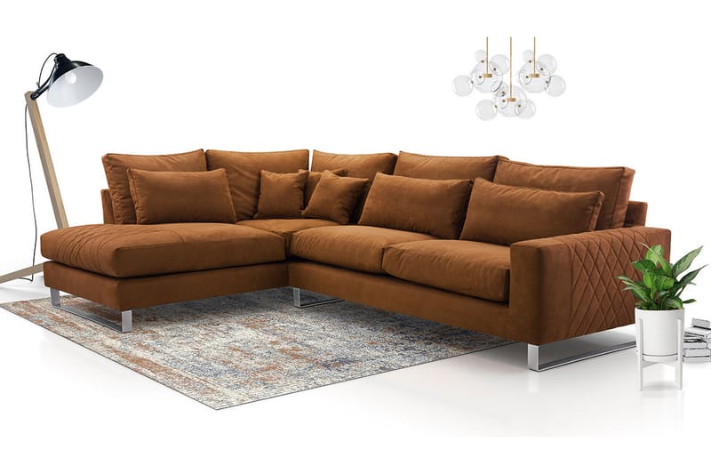 3-seters Hjørnesofa - Brun - Møbler - Sofaer - Sofa med sjeselong