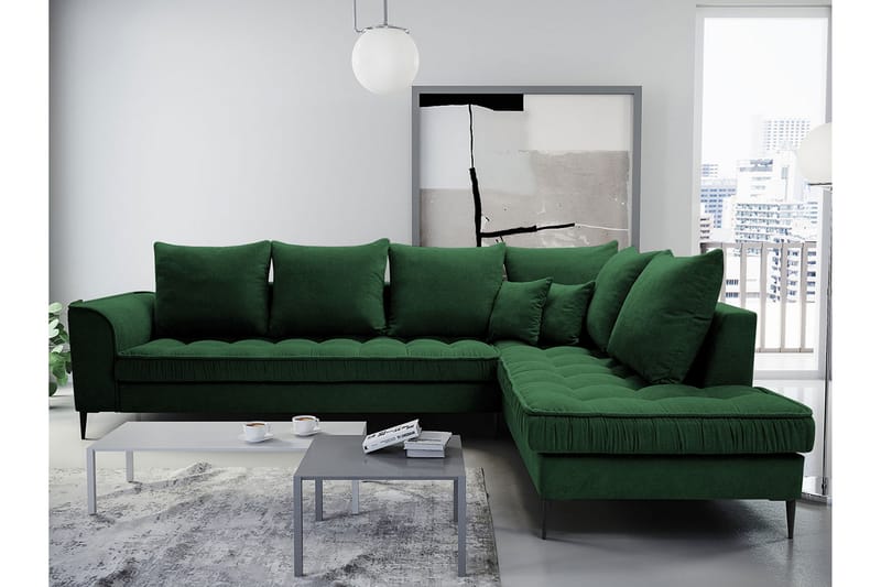 3-seters Hjørnesofa - Grønn - Møbler - Sofaer - Sofa med sjeselong