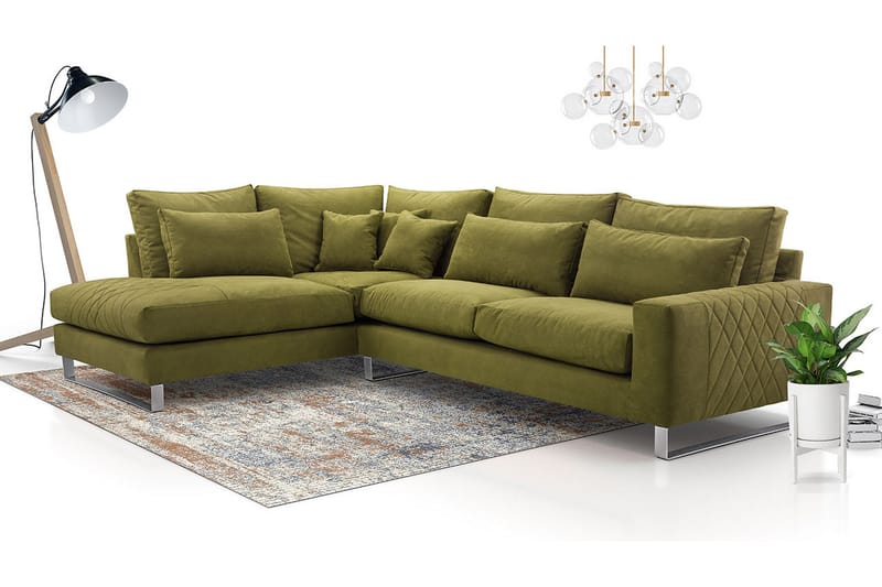 3-seters Hjørnesofa - Grønn - Møbler - Sofaer - Sofa med sjeselong