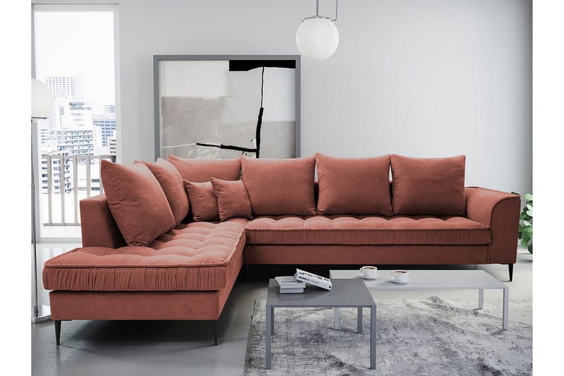 3-seters Hjørnesofa - Rosa - Møbler - Sofaer - Sofa med sjeselong