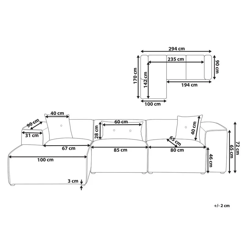 3-seters sofa Dolva - Møbler - Sofaer - Sofa med sjeselong