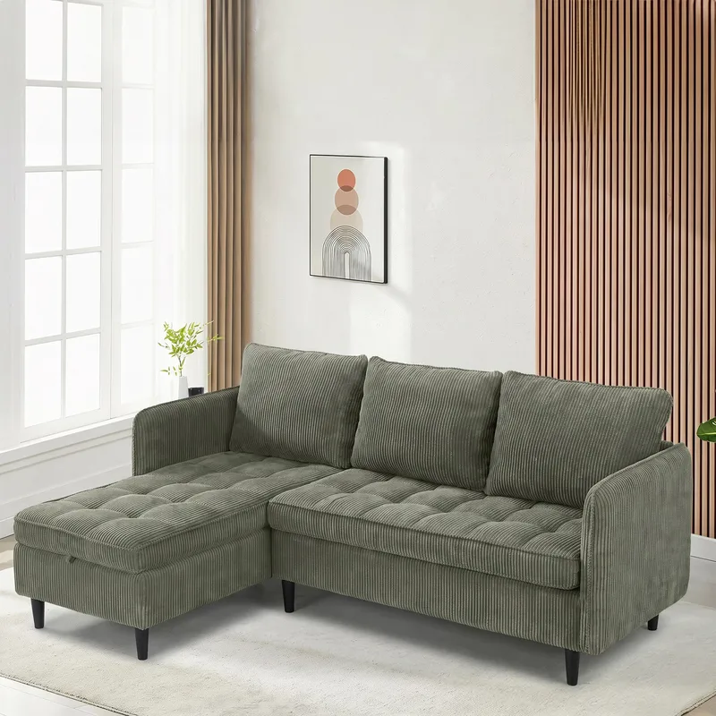 3-seters sofa Loft24 Lindhus - Grønn - Møbler - Sofaer - Sofa med sjeselong