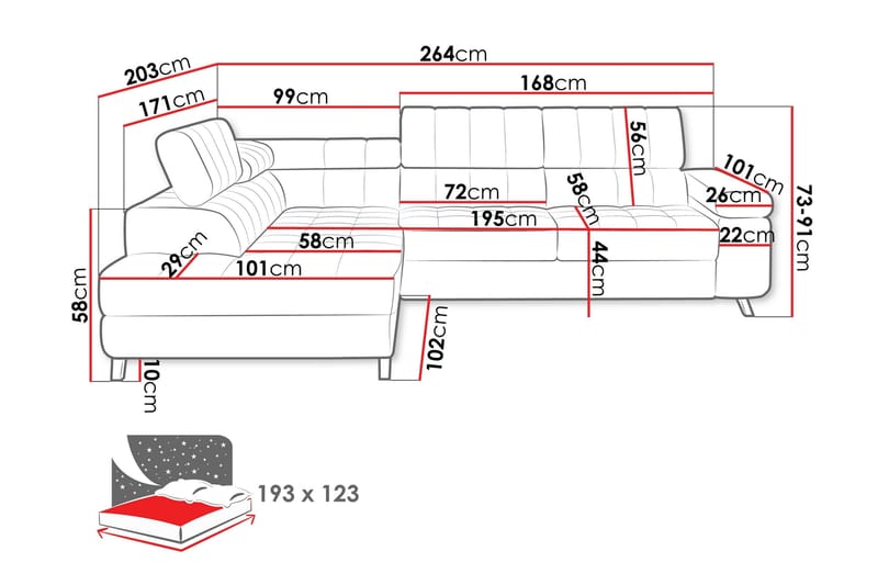 Amshyttan Sofa med Sjeselong 3-seter - Lys grå - Møbler - Sofaer - Sofa med sjeselong - 3 seters sofa med divan