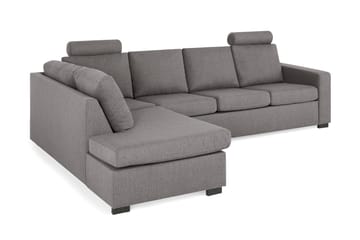 Crazy Limited Edition 4-seters Venstrevendt L-formet Dyp Sjeselongsofa i Stoff - Grå - Møbler - Sofaer - Sofa med sjeselong