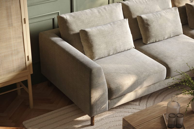 Florenz 3-seters Høyrevendt L-formet Sjeselongsofa i Chenille - Grå/Beige - Møbler - Sofaer - Sofa med sjeselong - 3 seters sofa med divan