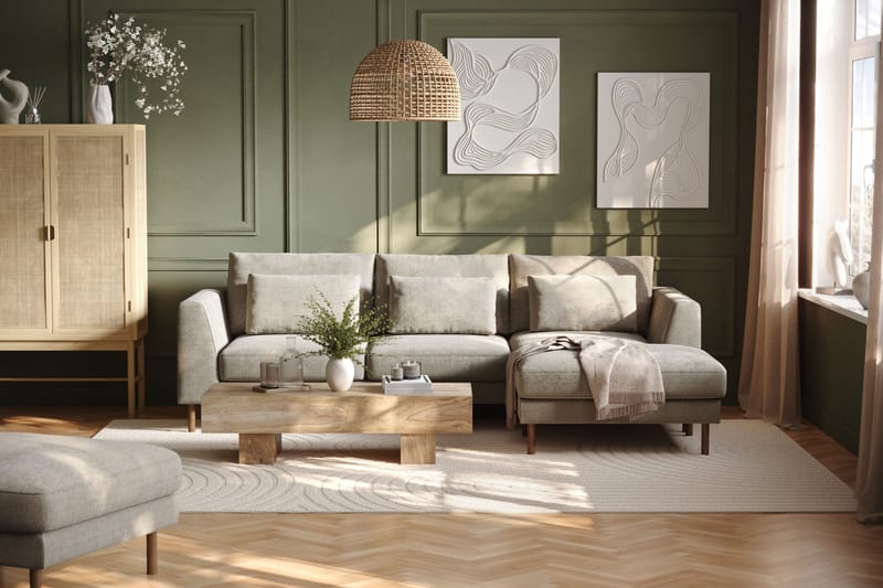 Florenz 3-seters Høyrevendt L-formet Sjeselongsofa i Chenille - Grå/Beige - Møbler - Sofaer - Sofa med sjeselong - 3 seters sofa med divan